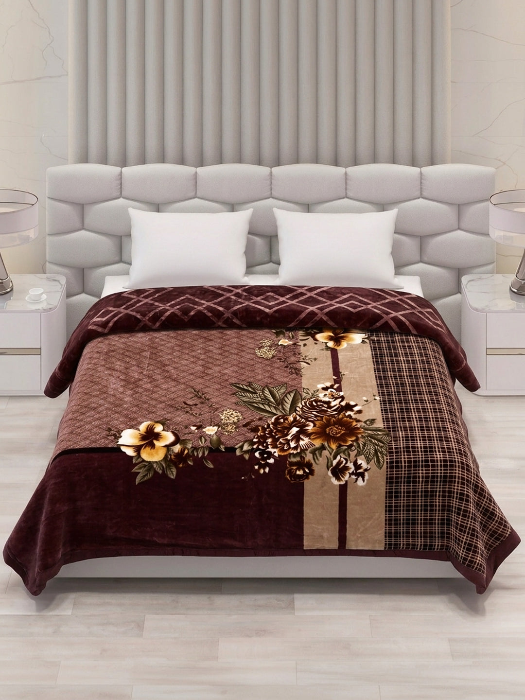 Printed Double Bed 2 Ply 850 GSM Blanket for Winter (Crystal), Weight 4.5 kg