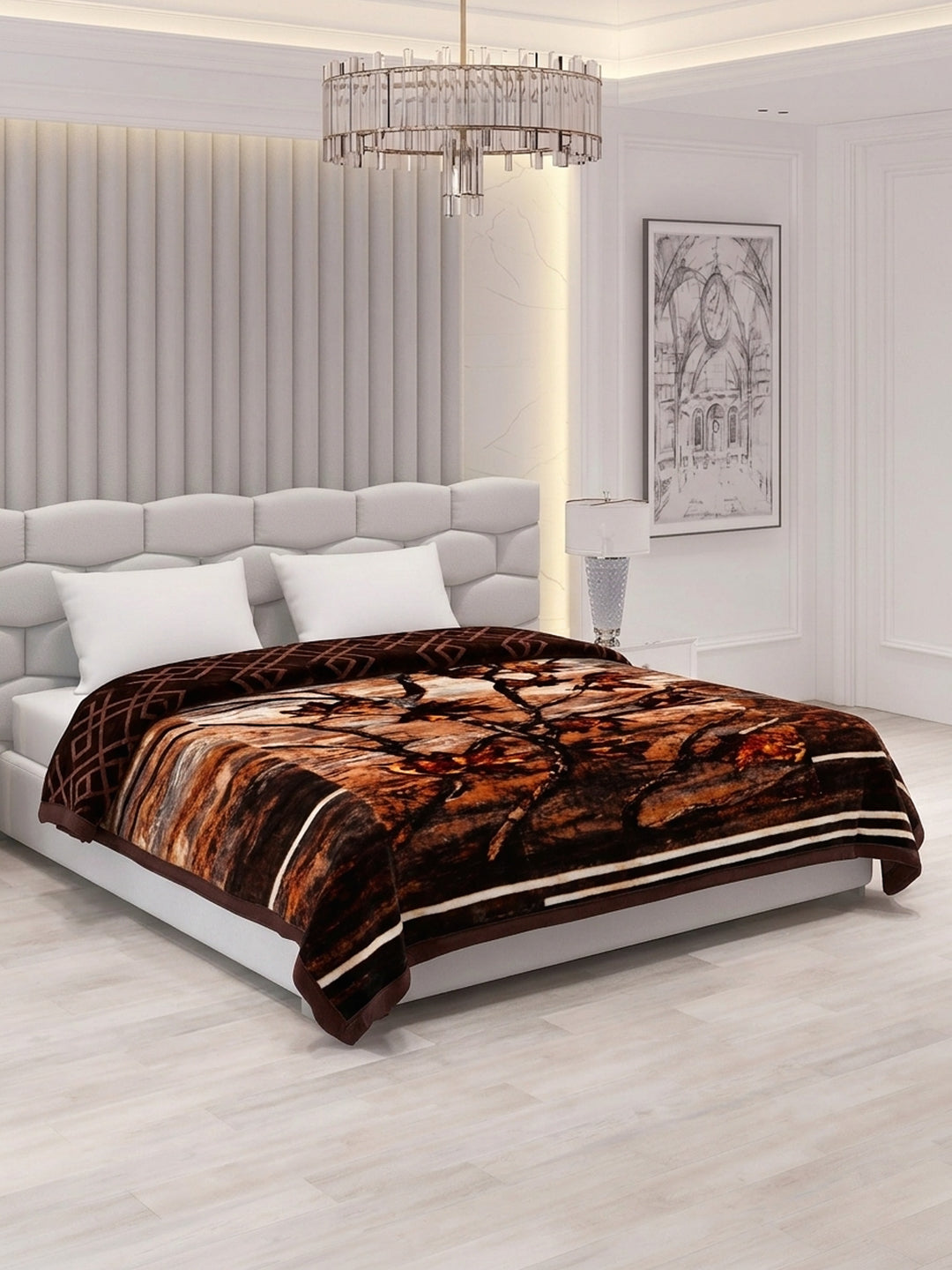 Printed Double Bed 2 Ply 850 GSM Blanket for Winter (Crystal), Weight 4.5 kg