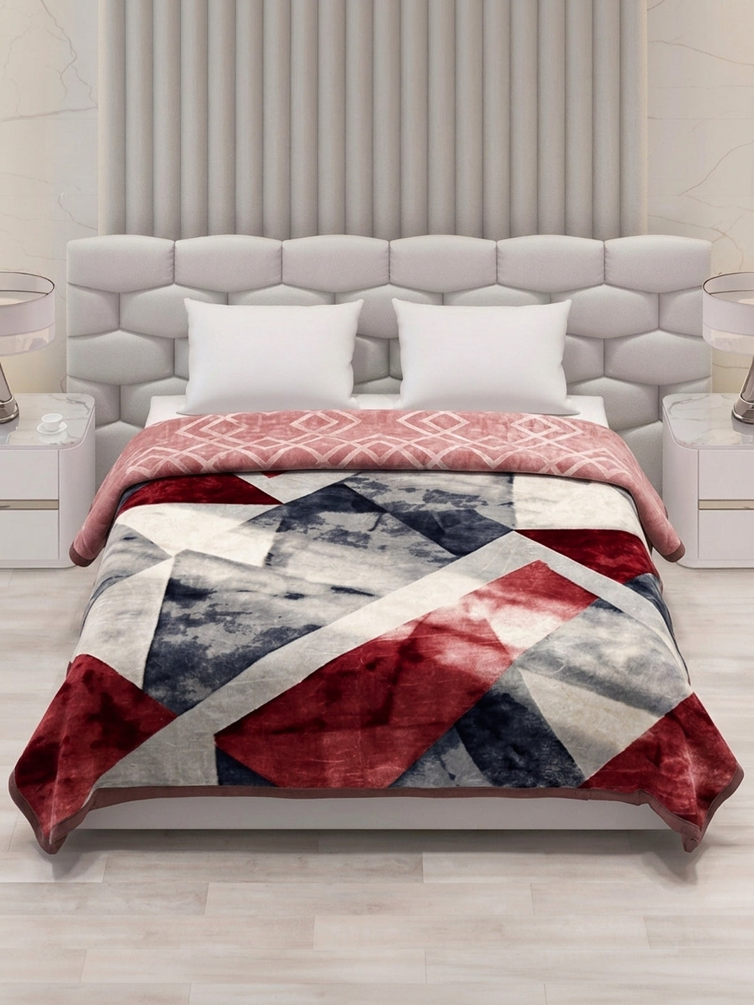 Printed Double Bed 2 Ply 850 GSM Blanket for Winter (Crystal), Weight 4.5 kg