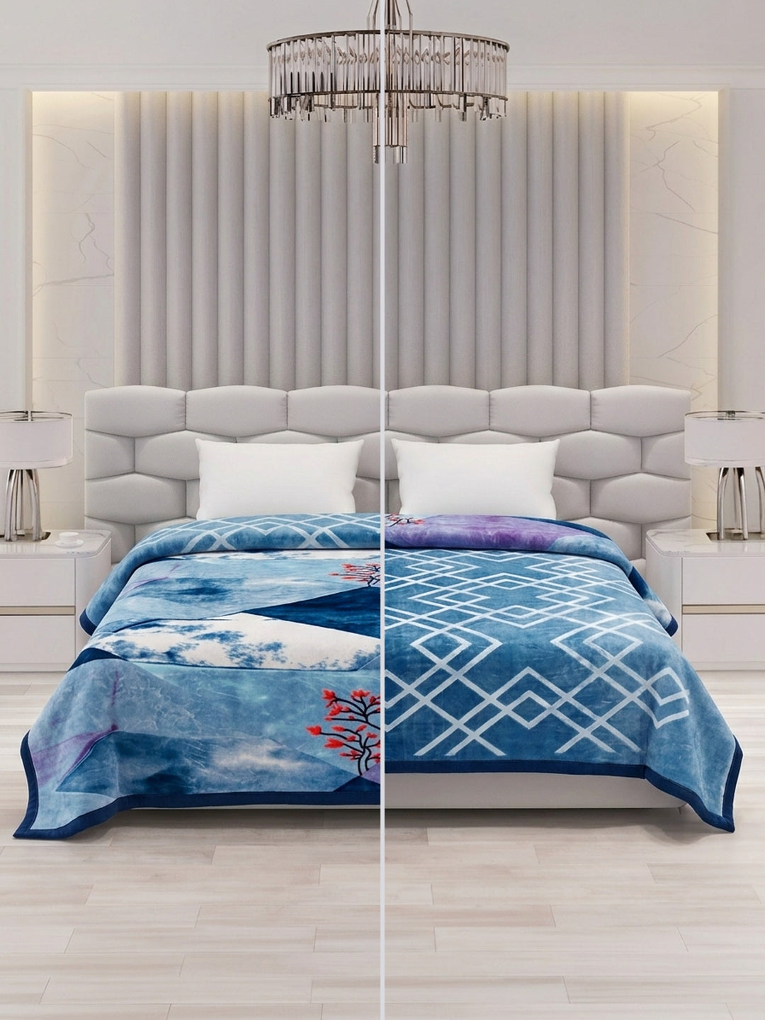 Printed Double Bed 2 Ply 850 GSM Blanket for Winter (Crystal), Weight 4.5 kg