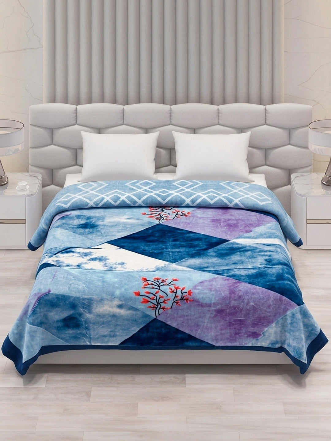 Printed Double Bed 2 Ply 850 GSM Blanket for Winter (Crystal), Weight 4.5 kg