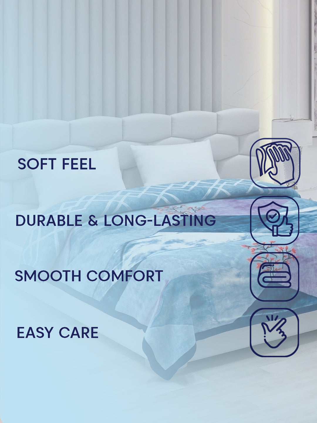 Printed Double Bed 2 Ply 850 GSM Blanket for Winter (Crystal), Weight 4.5 kg