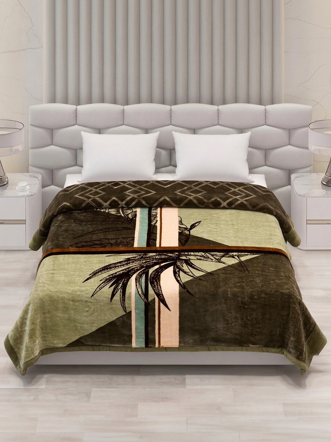 Printed Double Bed 2 Ply 850 GSM Blanket for Winter (Crystal), Weight 4.5 kg