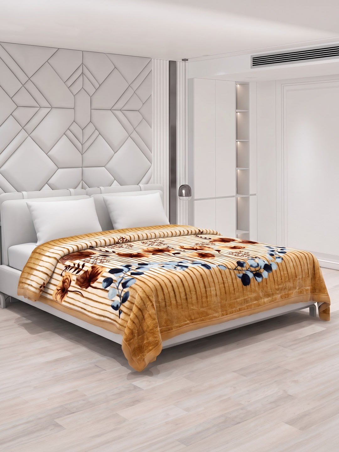 Printed Double Bed 1 Ply 600 GSM Blanket for Winter (Denny), Weight 3.2 kg
