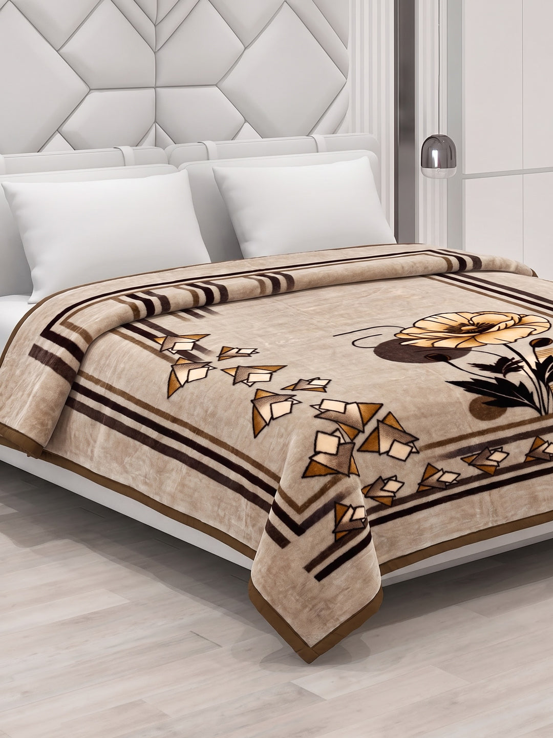 Printed Double Bed 1 Ply 600 GSM Blanket for Winter (Denny), Weight 3.2 kg