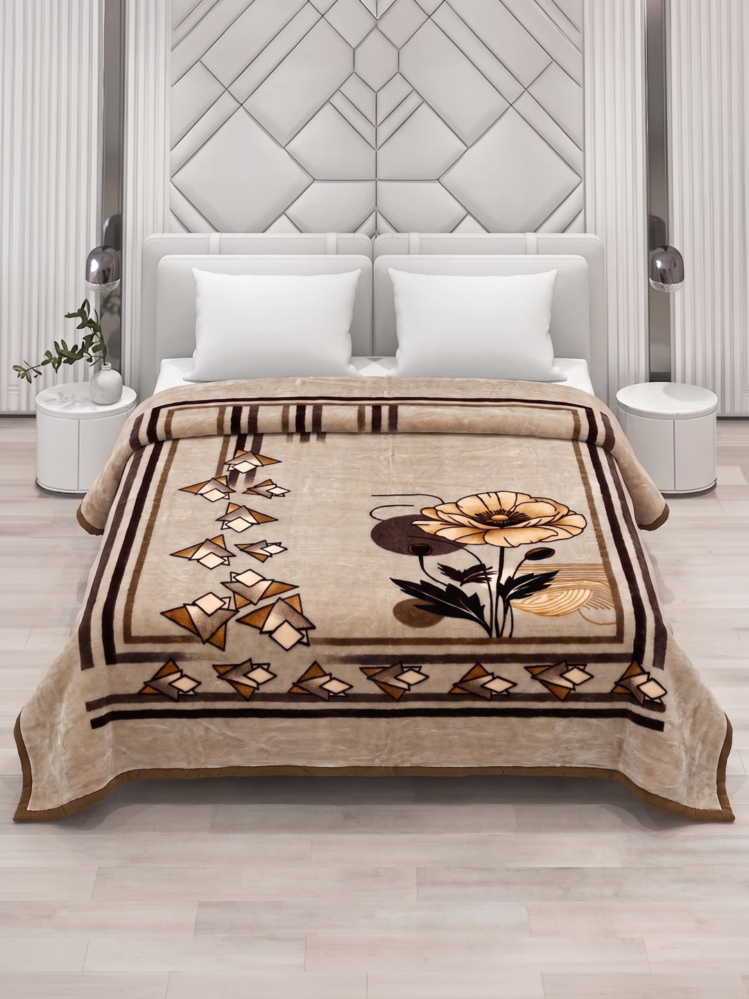 Printed Double Bed 1 Ply 600 GSM Blanket for Winter (Denny), Weight 3.2 kg