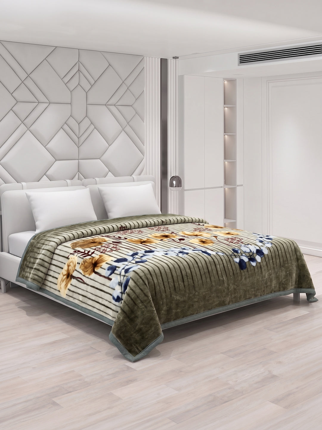 Printed Double Bed 1 Ply 600 GSM Blanket for Winter (Denny), Weight 3.2 kg