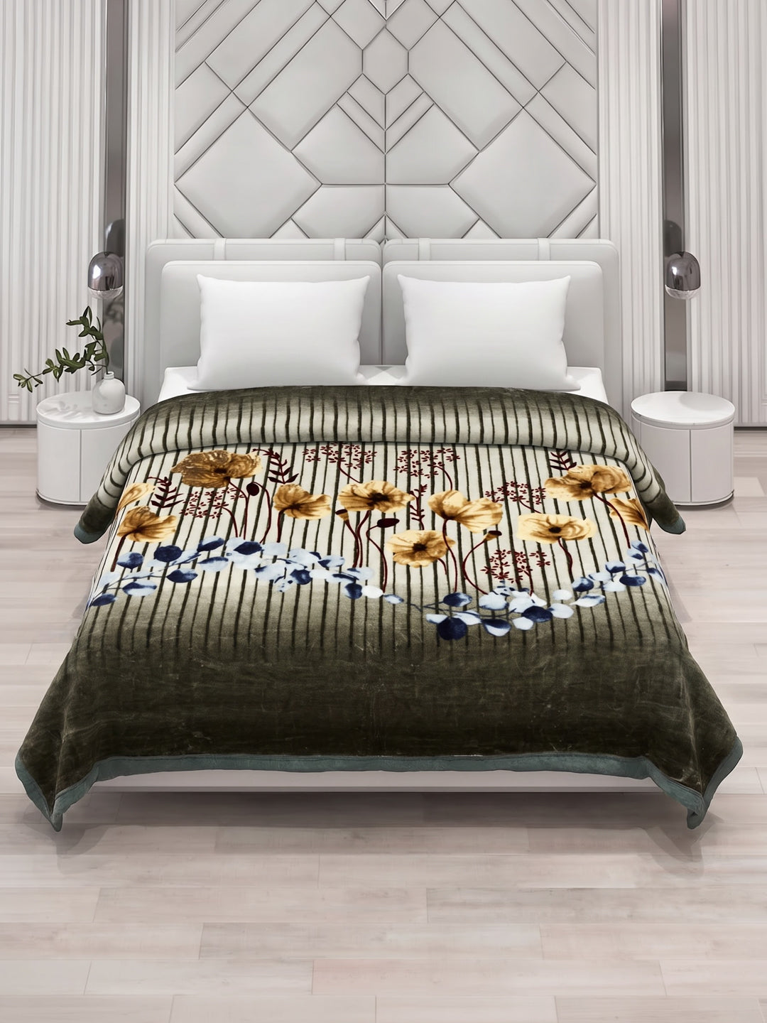 Printed Double Bed 1 Ply 600 GSM Blanket for Winter (Denny), Weight 3.2 kg