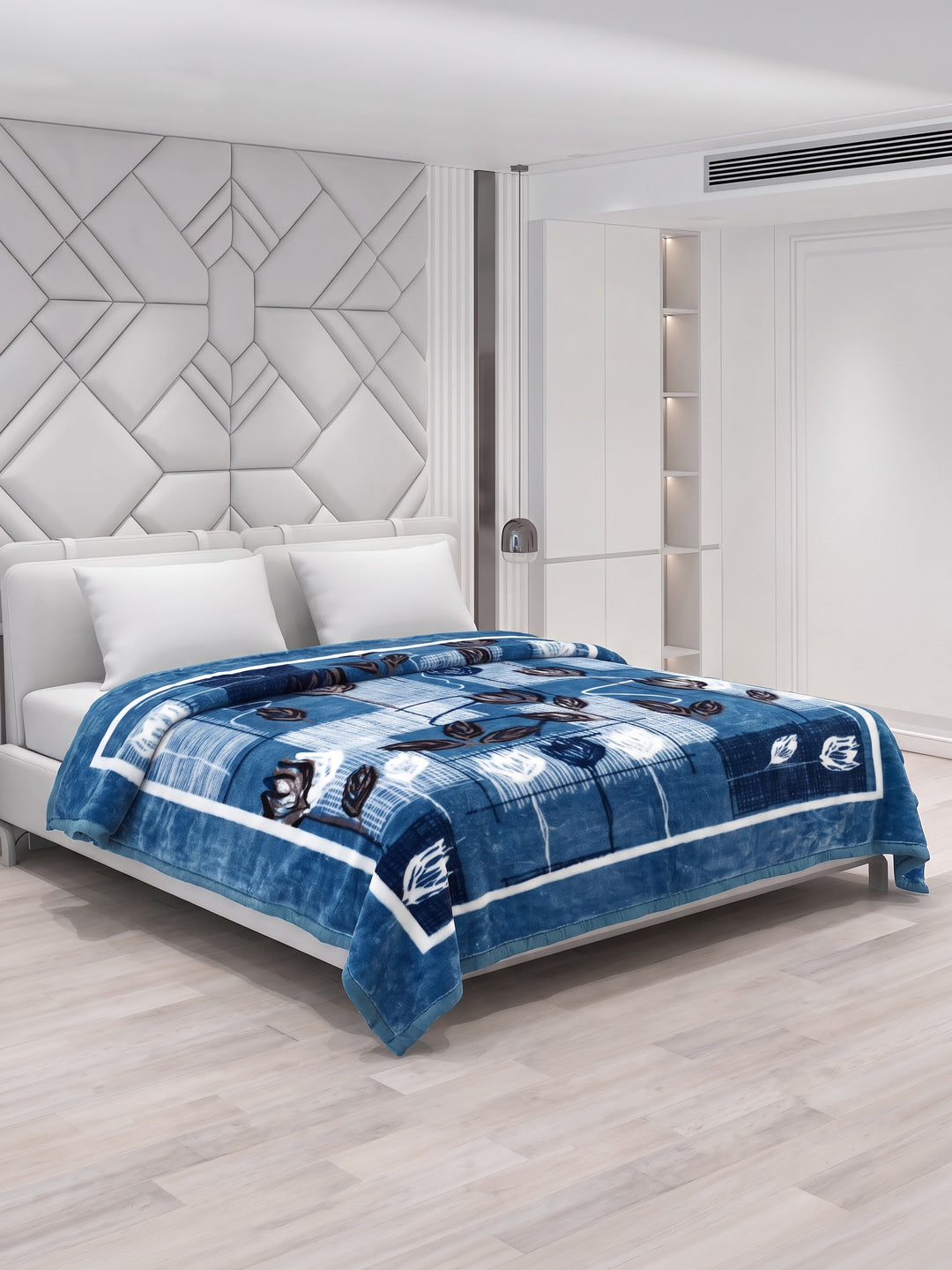 Printed Double Bed 1 Ply 600 GSM Blanket for Winter (Denny), Weight 3.2 kg