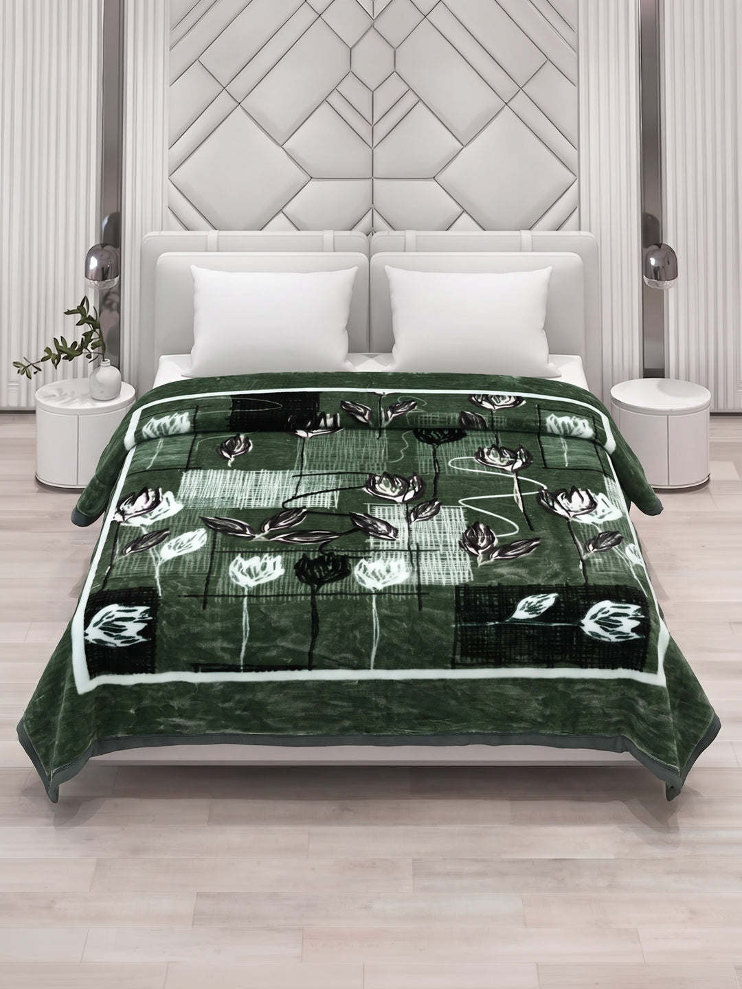 Printed Double Bed 1 Ply 600 GSM Blanket for Winter (Denny), Weight 3.2 kg