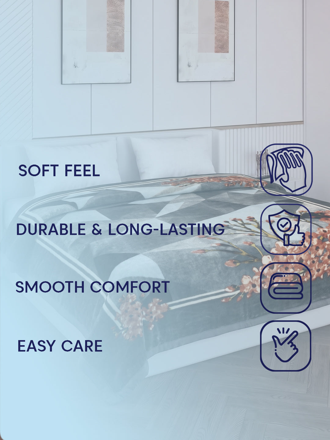Printed Double Bed 2 Ply 1150 GSM Blanket for Winter (Edenberg), Weight 6.1 kg