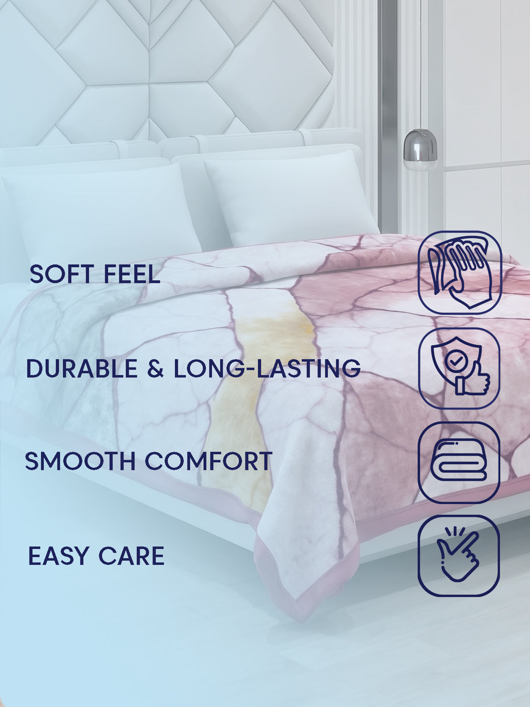 Printed Double Bed 2 Ply 1150 GSM Blanket for Winter (Edenberg), Weight 6.1 kg