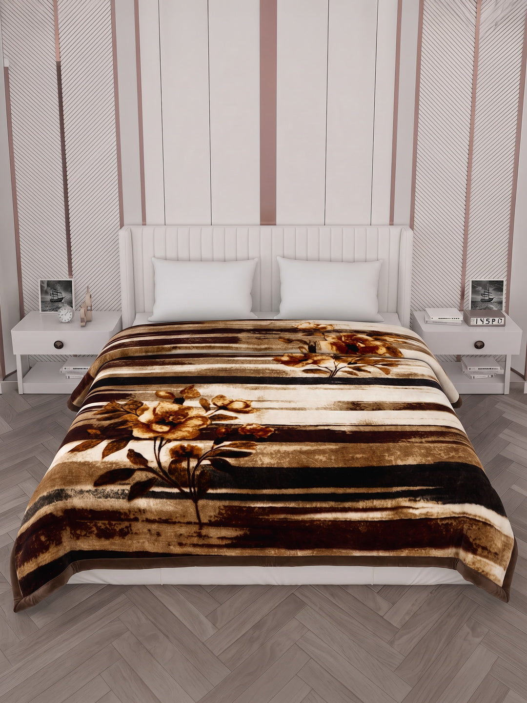 Printed Double Bed 2 Ply 1150 GSM Blanket for Winter (Edenberg), Weight 6.1 kg