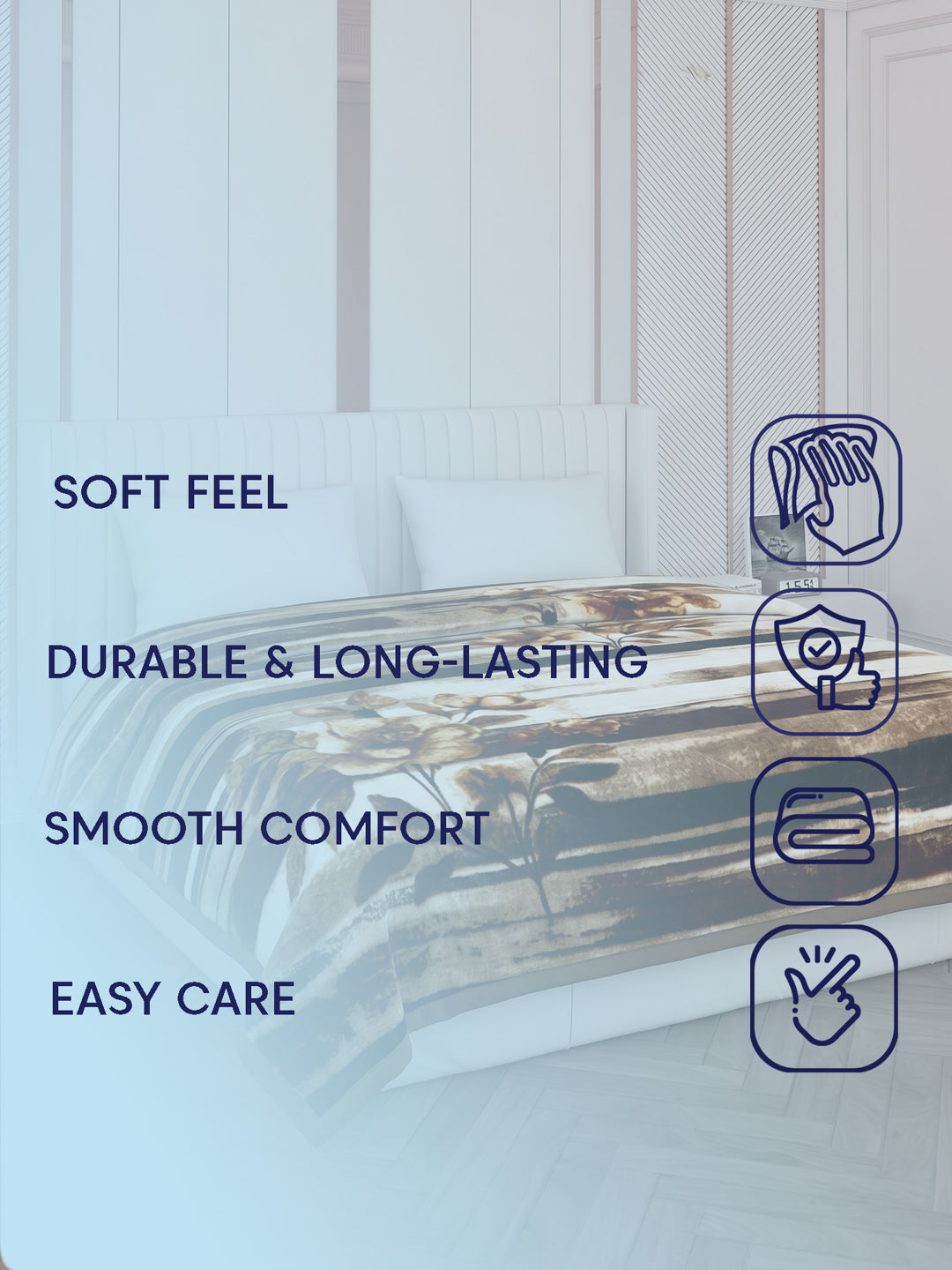 Printed Double Bed 2 Ply 1150 GSM Blanket for Winter (Edenberg), Weight 6.1 kg