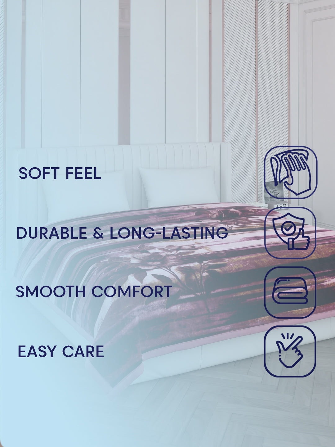 Printed Double Bed 2 Ply 1150 GSM Blanket for Winter (Edenberg), Weight 6.1 kg