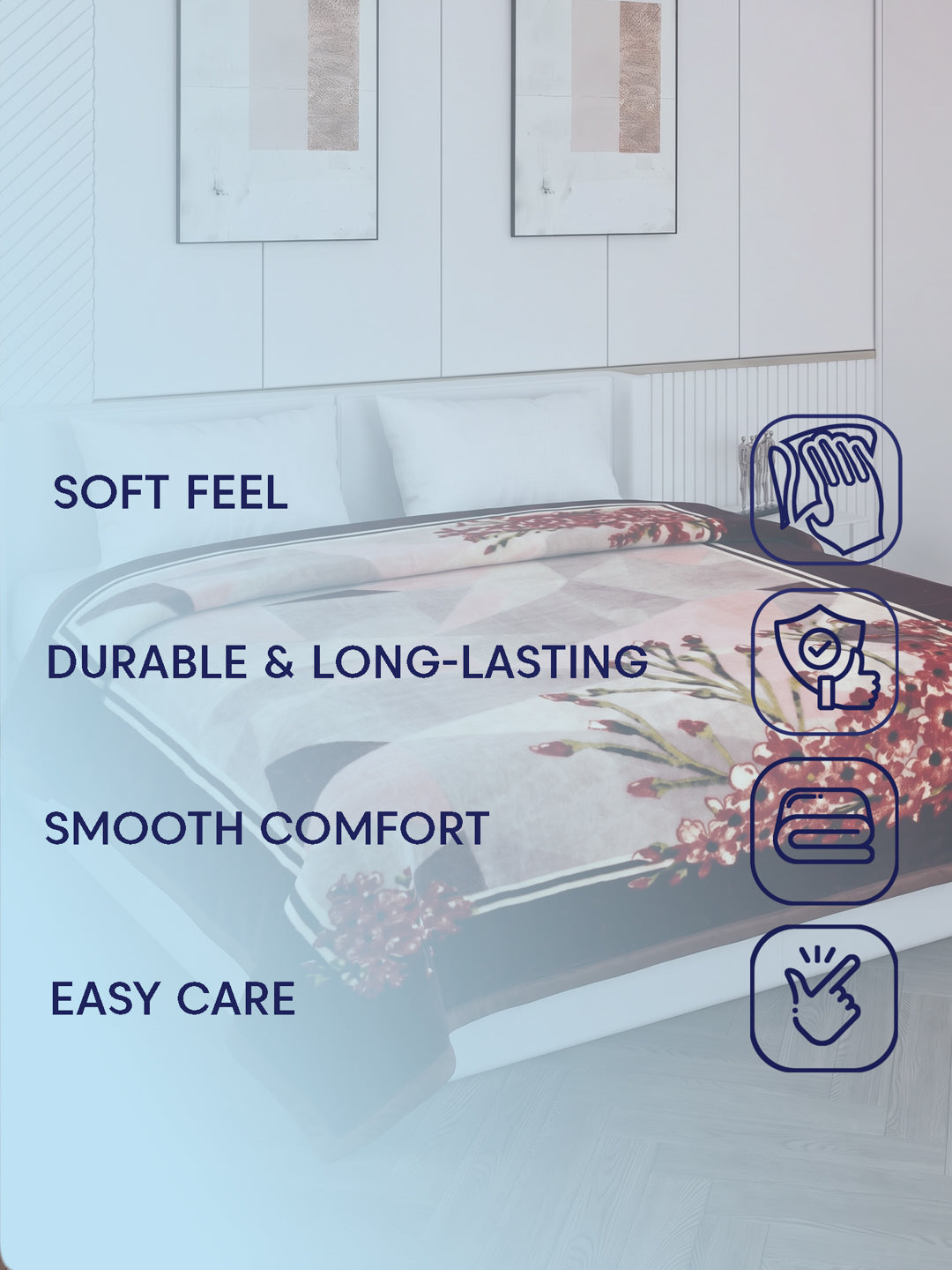 Printed Double Bed 2 Ply 1150 GSM Blanket for Winter (Edenberg), Weight 6.1 kg