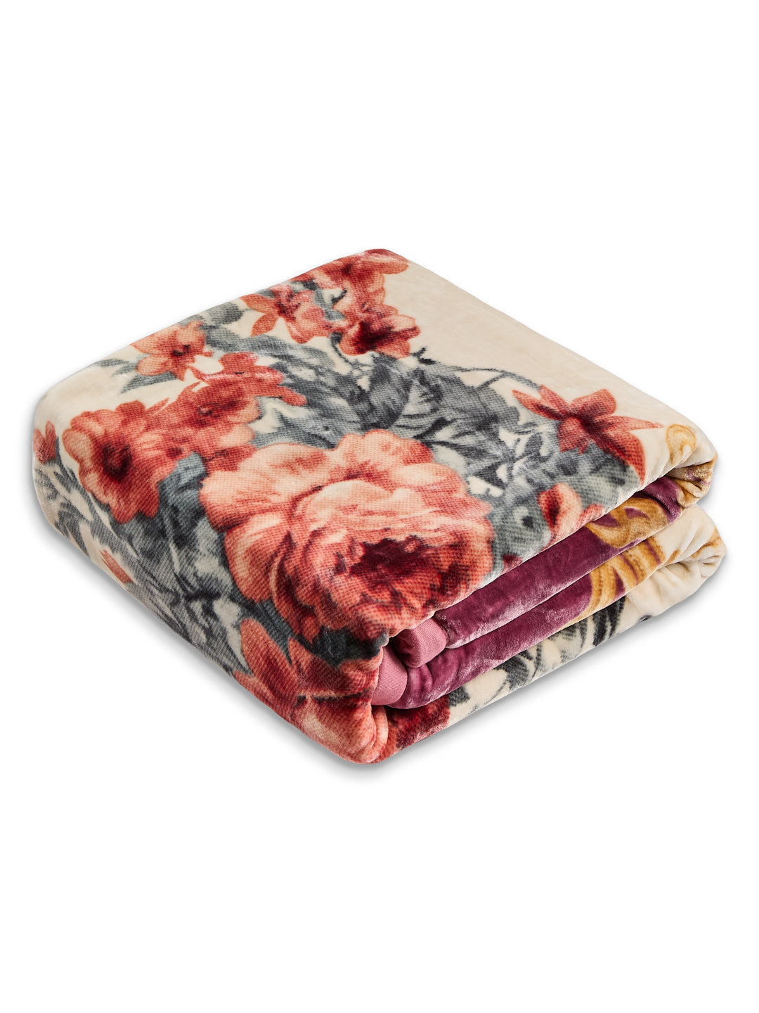 Floral Print Double Bed 2 Ply 1050 GSM Blanket for Winter (Emilia), Weight 5.5 kg