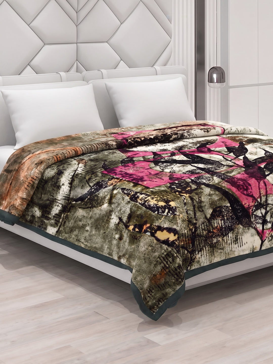 Printed Double Bed 3 Ply 890 GSM Blanket for Winter (Gulnar), Weight 4.7 kg
