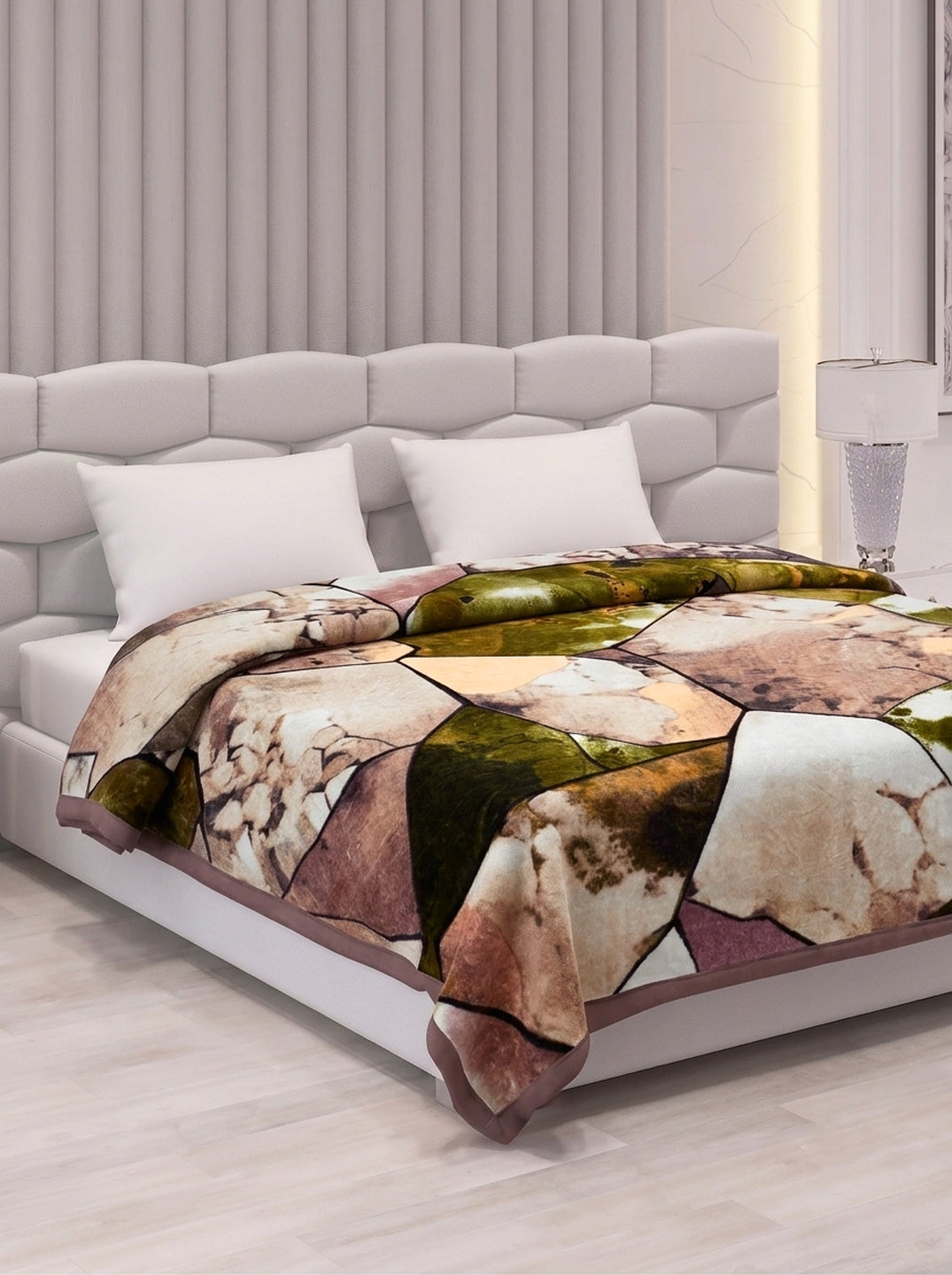 Printed Double Bed 1 Ply 420 GSM Blanket for Winter (Java), Weight 2 kg