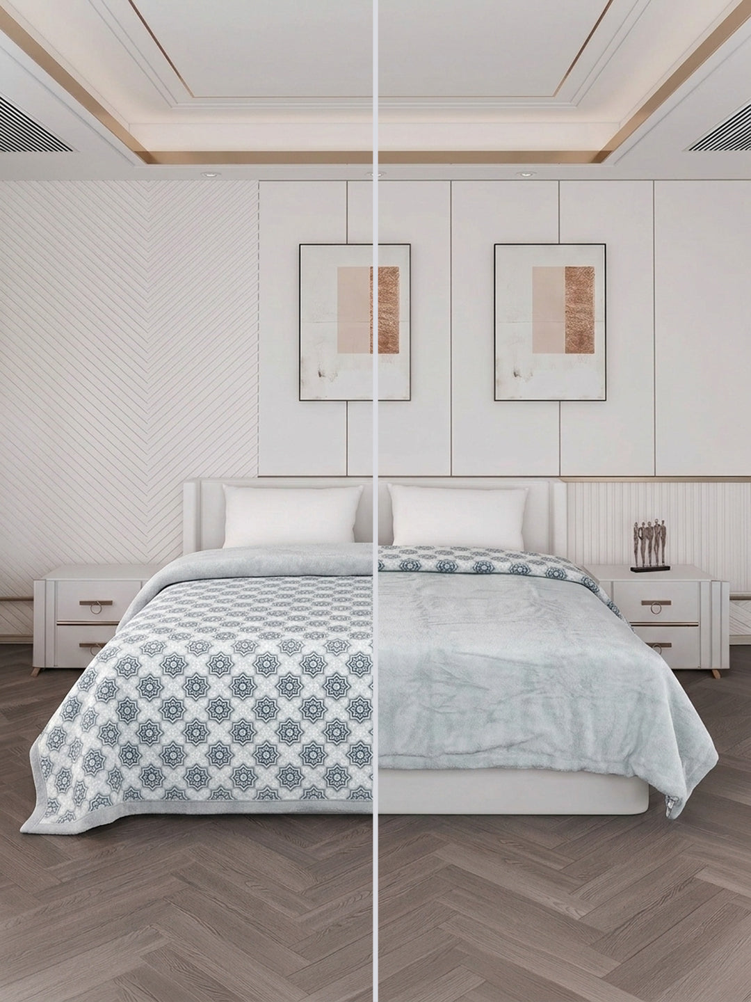 Printed Double Bed 2 Ply 470 GSM Blanket for Winter (Monaco), Weight 2.5 kg