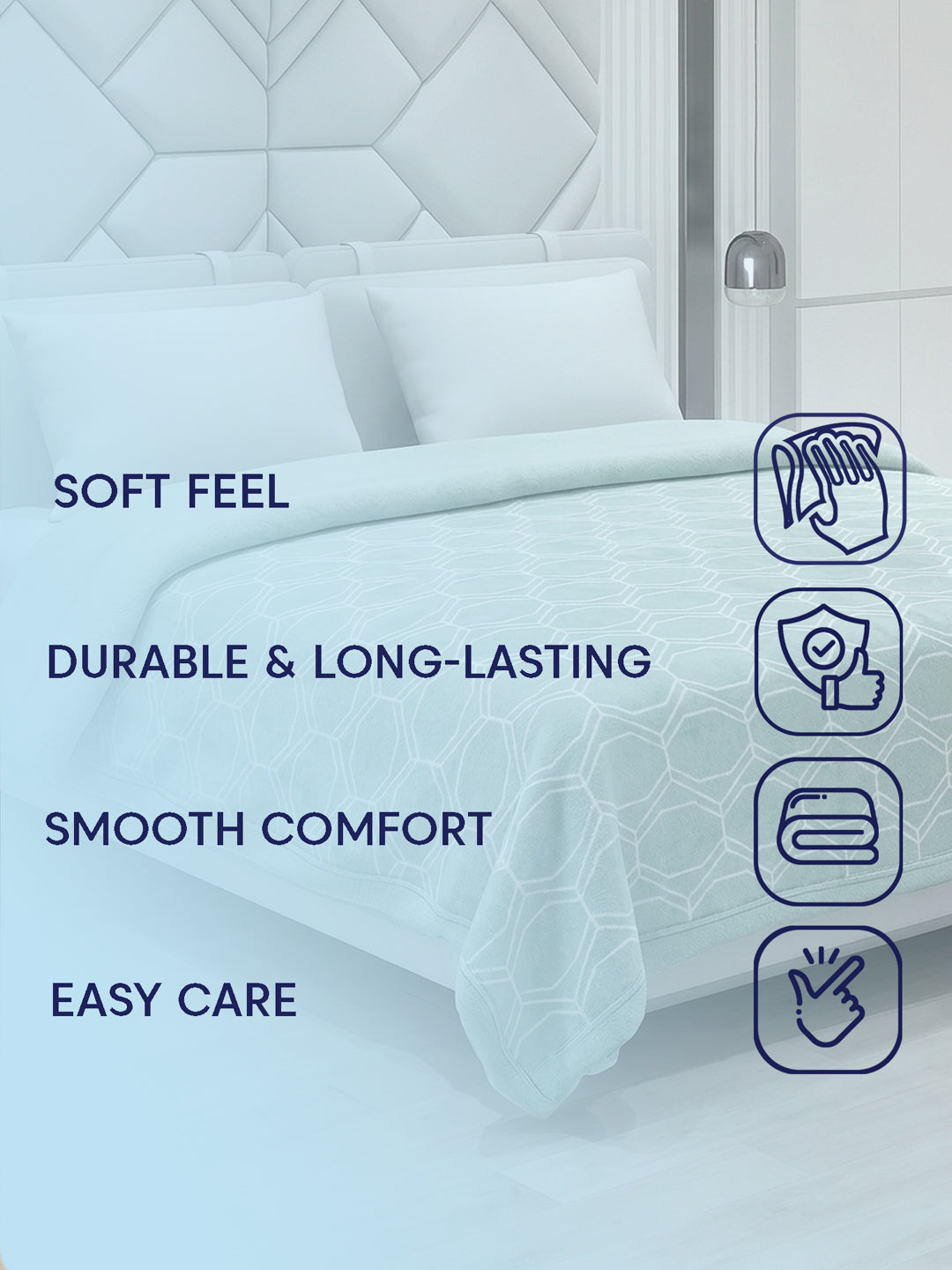 Printed Double Bed 2 Ply 470 GSM Blanket for Winter (Monaco), Weight 2.5 kg