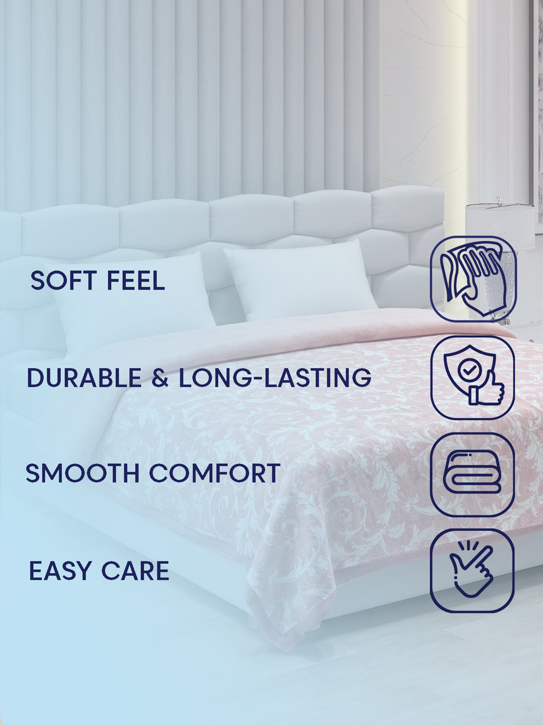 Printed Double Bed 2 Ply 470 GSM Blanket for Winter (Monaco), Weight 2.5 kg