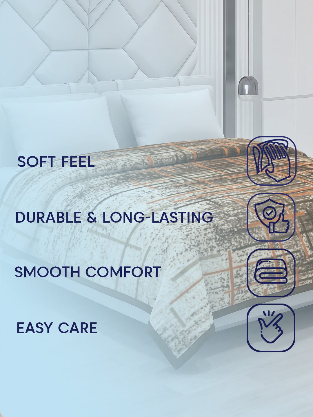 Printed Double Bed 2 Ply 870 GSM Blanket for Winter (Moon Valley), Weight 4.6 kg