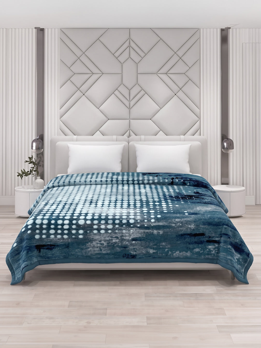 Printed Double Bed 2 Ply 870 GSM Blanket for Winter (Moon Valley), Weight 4.6 kg