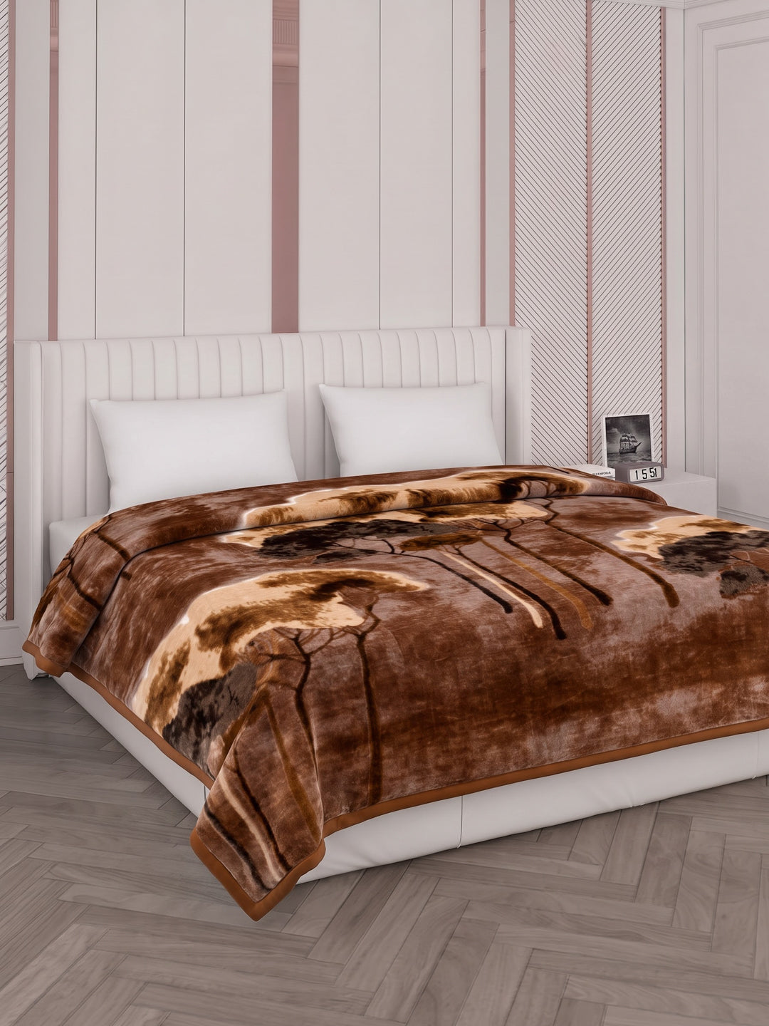 Printed Double Bed 2 Ply 870 GSM Blanket for Winter (Moon Valley), Weight 4.6 kg