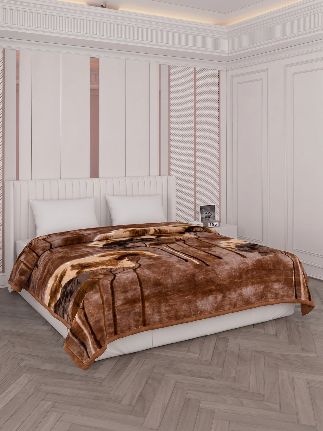 Printed Double Bed 2 Ply 870 GSM Blanket for Winter (Moon Valley), Weight 4.6 kg