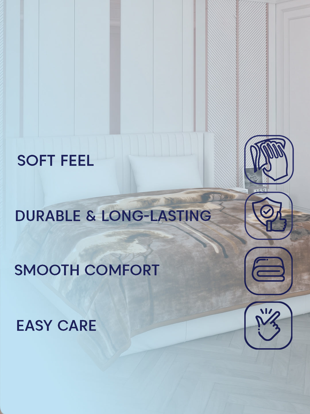Printed Double Bed 2 Ply 870 GSM Blanket for Winter (Moon Valley), Weight 4.6 kg