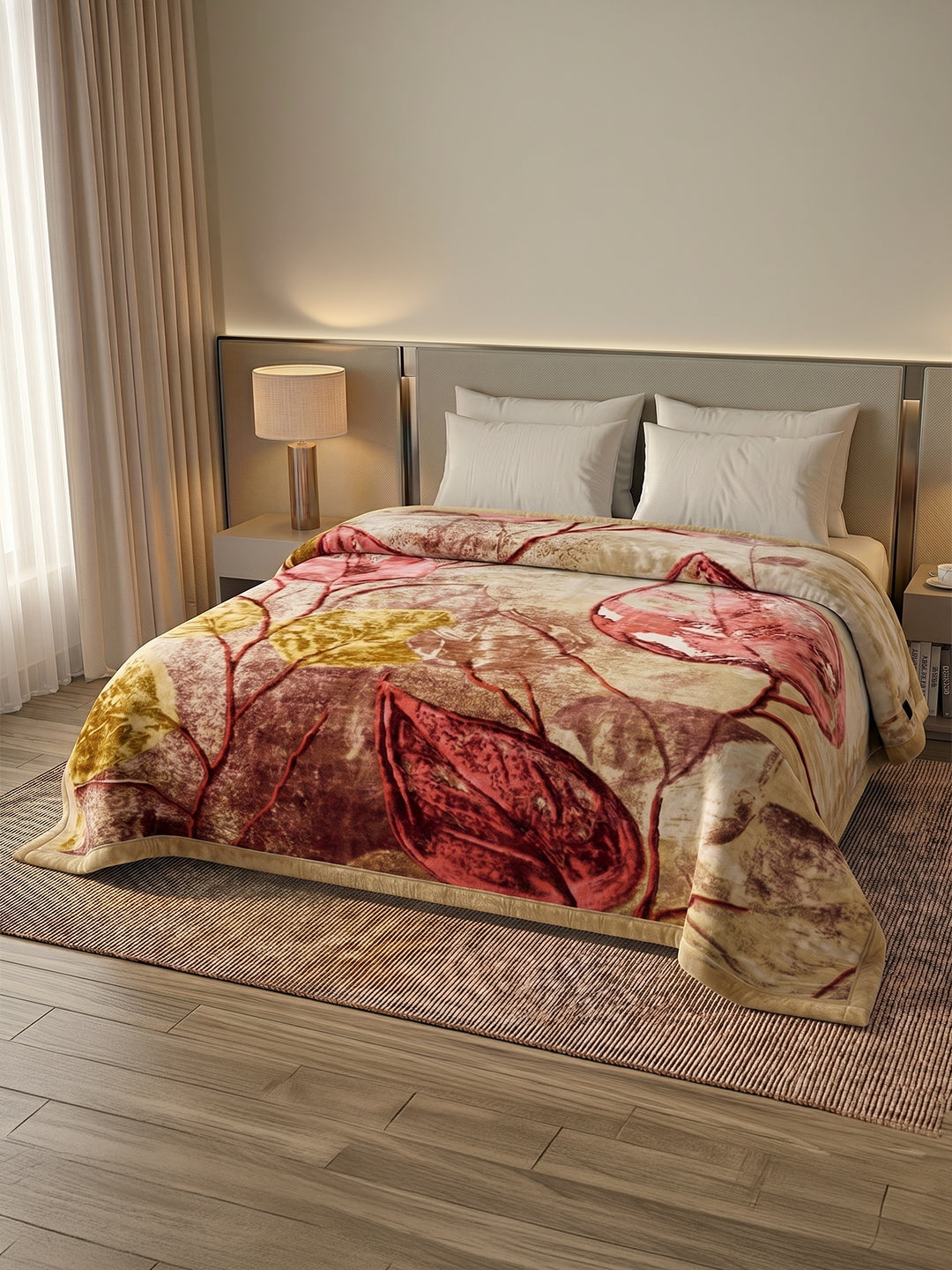 Printed Double Bed 2 Ply 990 GSM Blanket for Winter (Parker), Weight 5.25 kg