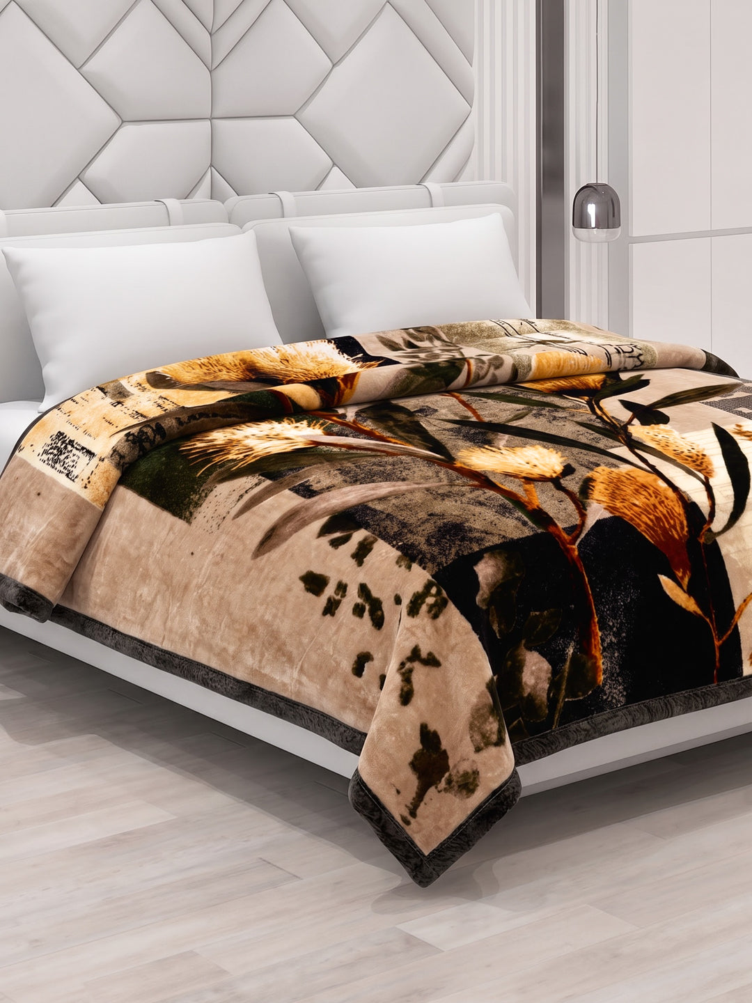 Printed Double Bed 2 Ply 990 GSM Blanket for Winter (Parker), Weight 5.25 kg