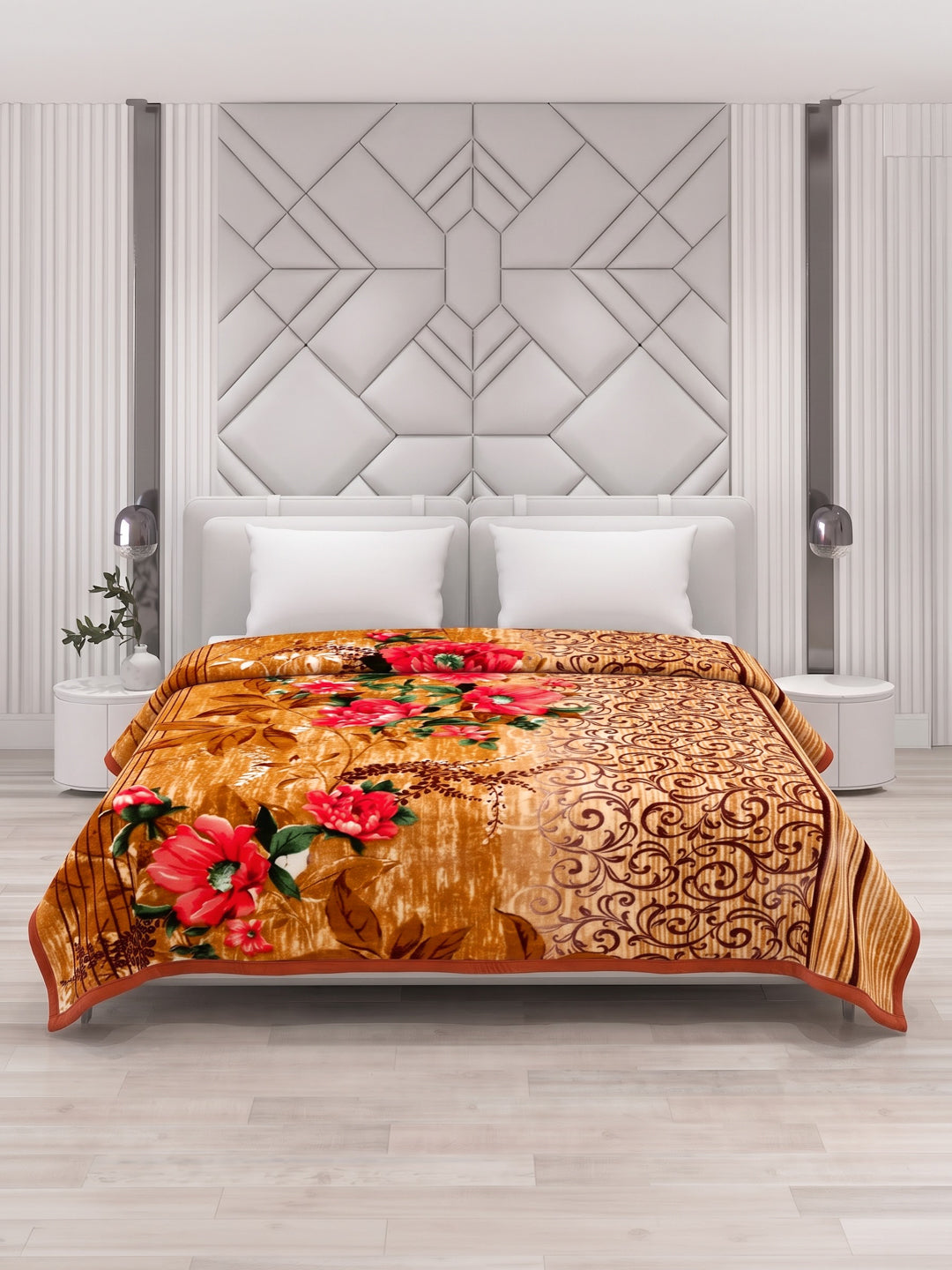 Printed Double Bed 2 Ply 990 GSM Blanket for Winter (Parker), Weight 5.25 kg