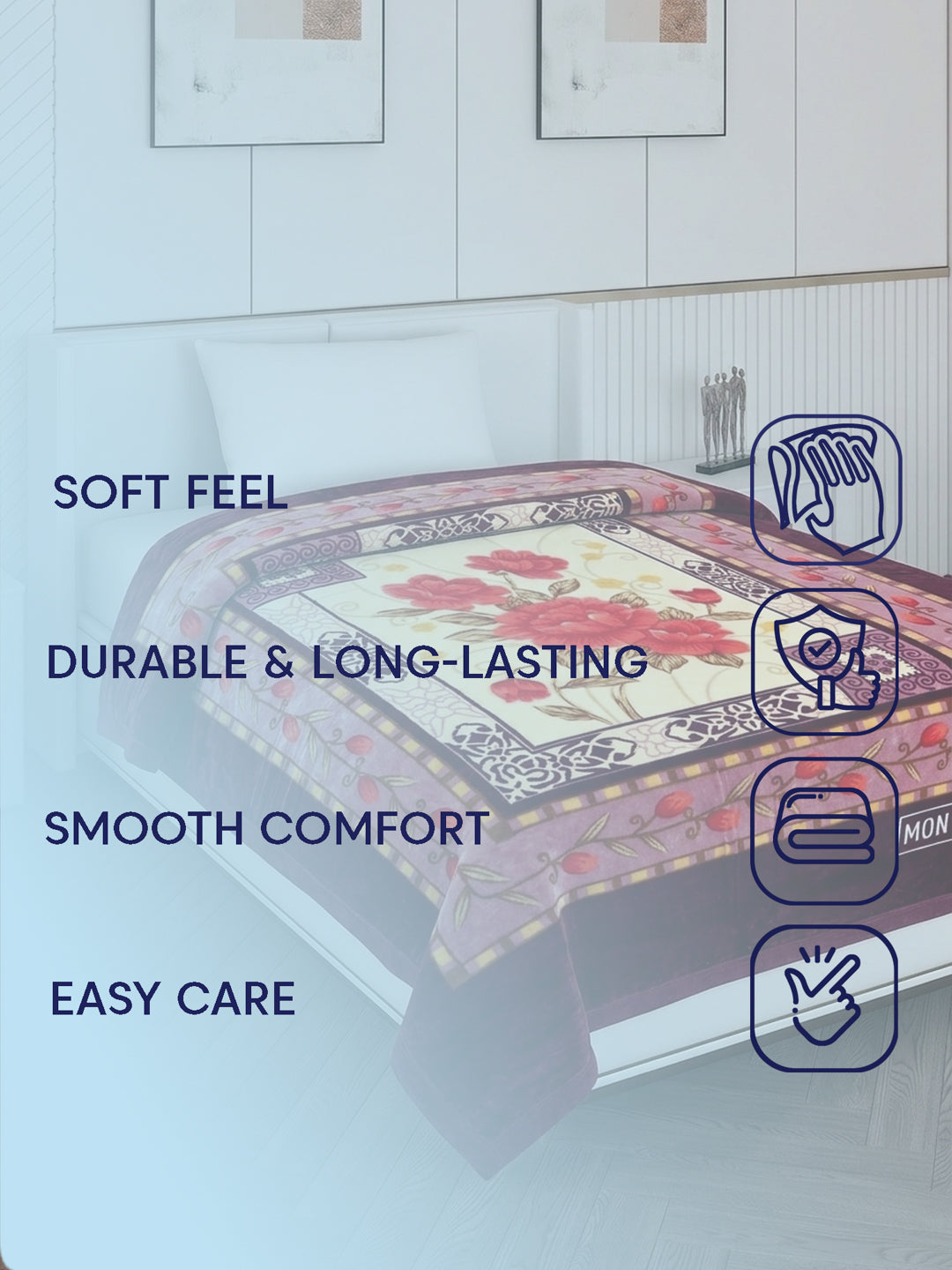 Printed Single Bed 1 Ply 520 GSM Blanket for Winter (Relation Plus), Weight 1.7 kg