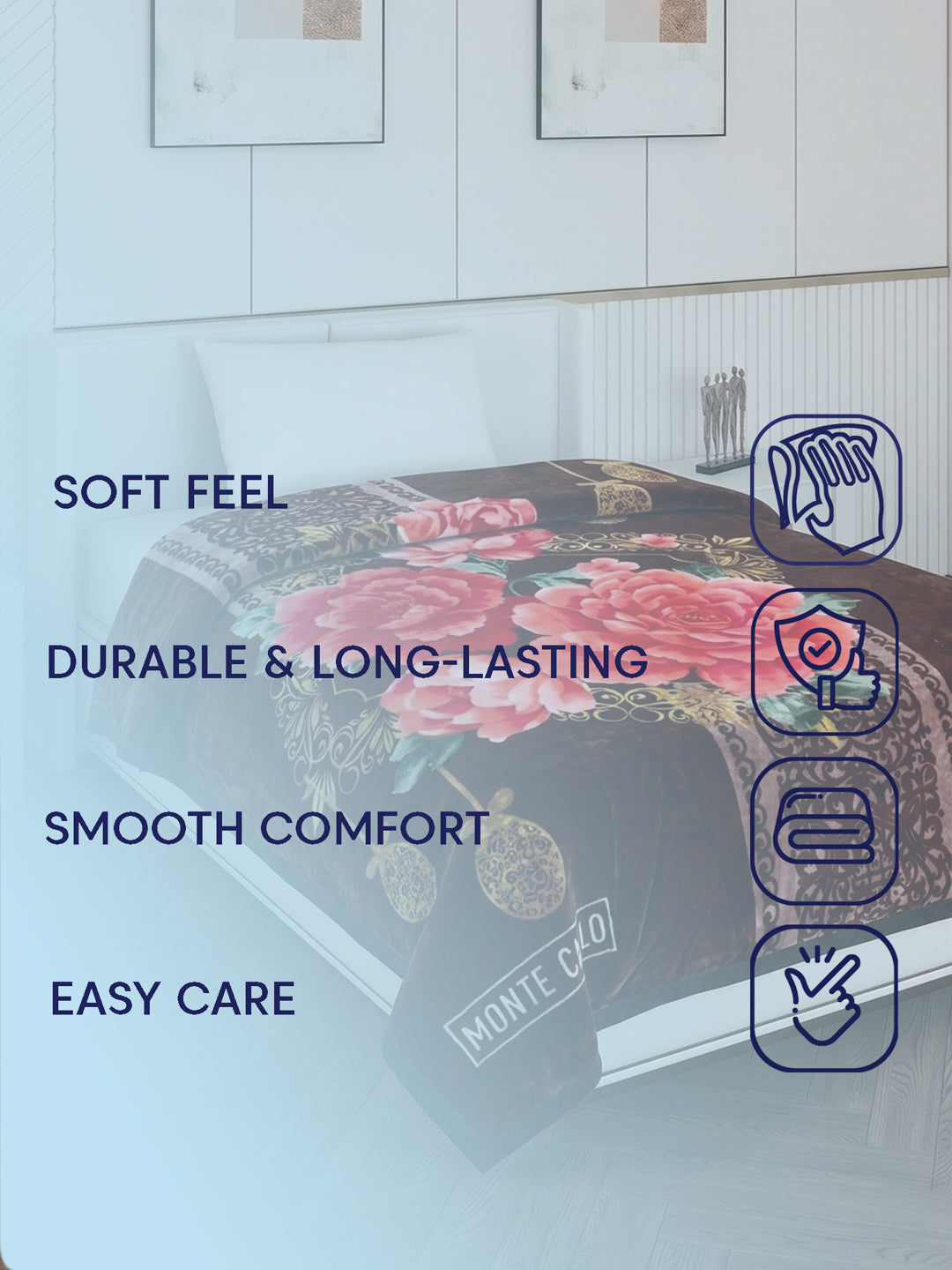Printed Single Bed 1 Ply 520 GSM Blanket for Winter (Relation Plus), Weight 1.7 kg