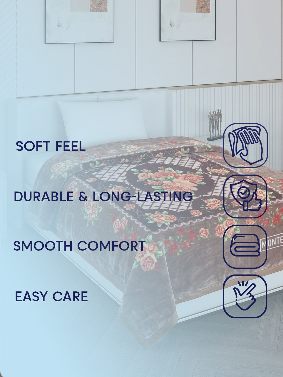 Printed Single Bed 1 Ply 520 GSM Blanket for Winter (Relation Plus), Weight 1.7 kg