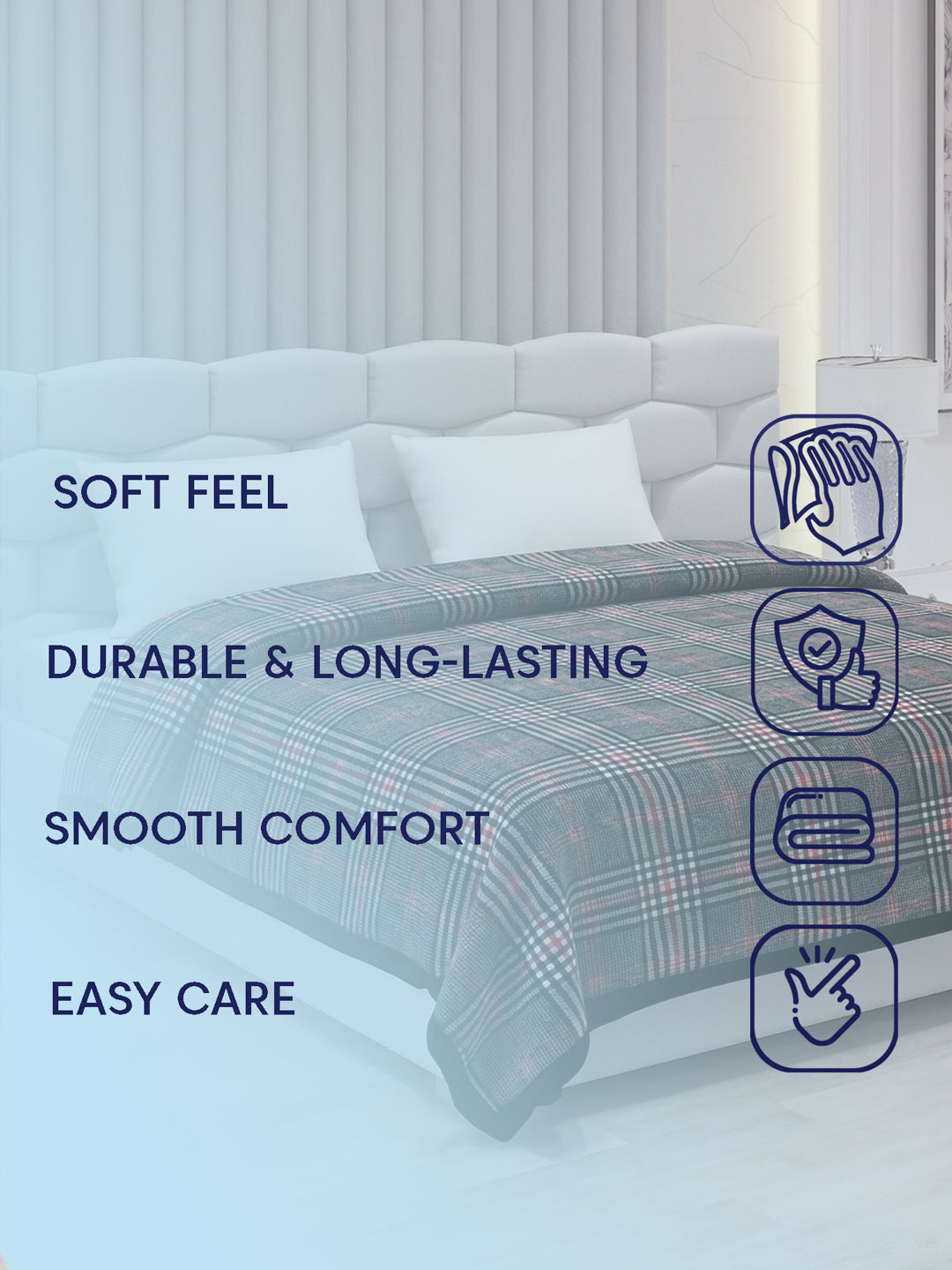 Double Bed 2 Ply 440 GSM Blanket for Winter (Robin), Weight 2.3 kg