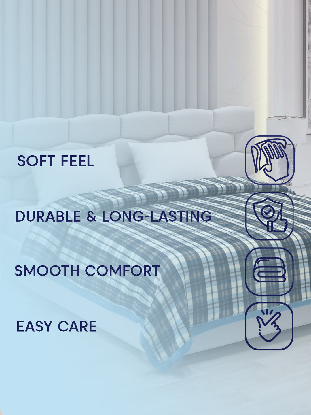 Double Bed 2 Ply 440 GSM Blanket for Winter (Robin), Weight 2.3 kg