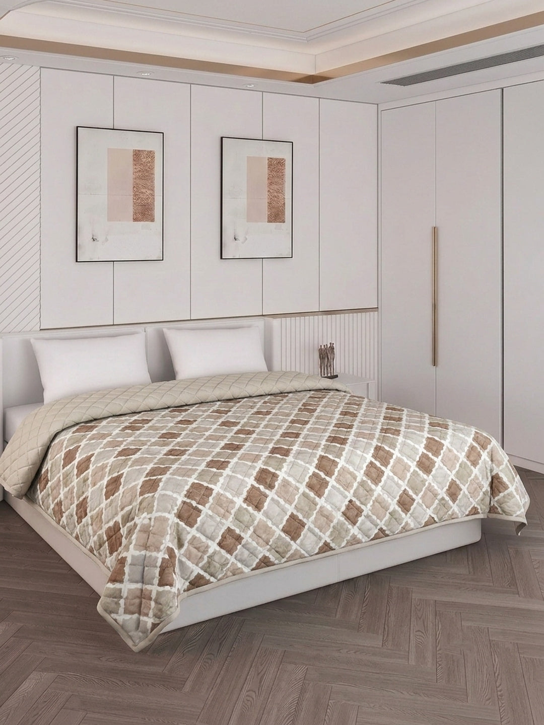 Printed Double Bed 3 Ply 470 GSM Blanket for Winter (Rosette), Weight 2.5 kg