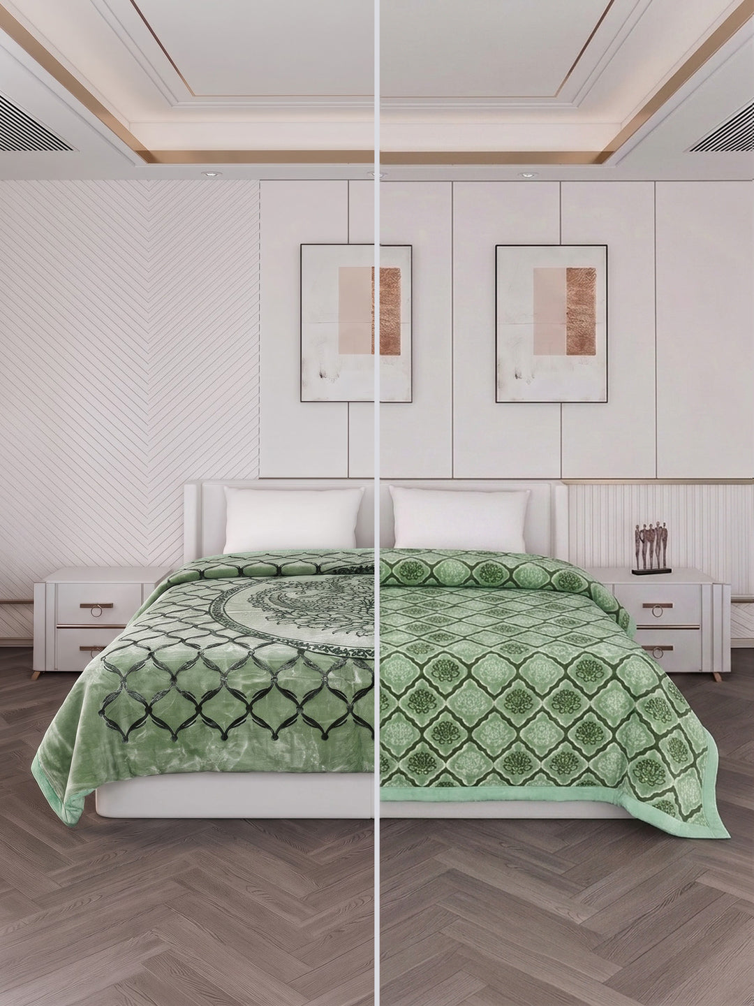 Printed Double Bed 2 Ply 950 GSM Blanket for Winter (Rusty), Weight 5 kg