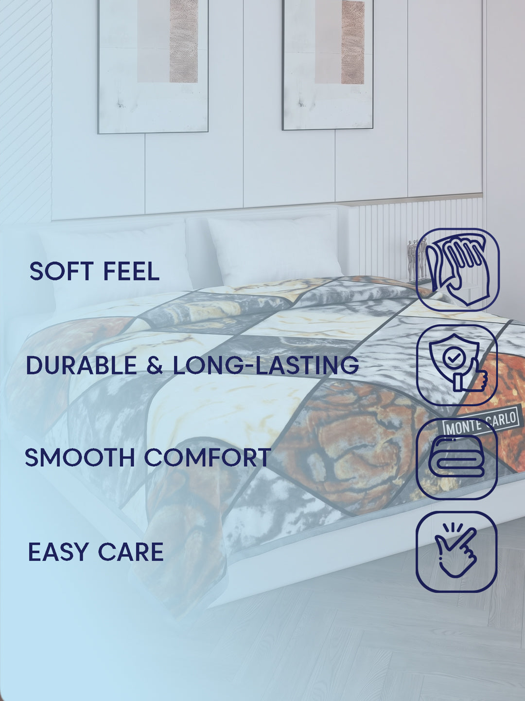 Printed Double Bed 2 Ply 600 GSM Blanket for Winter (Samuel Plus), Weight 3.15 kg