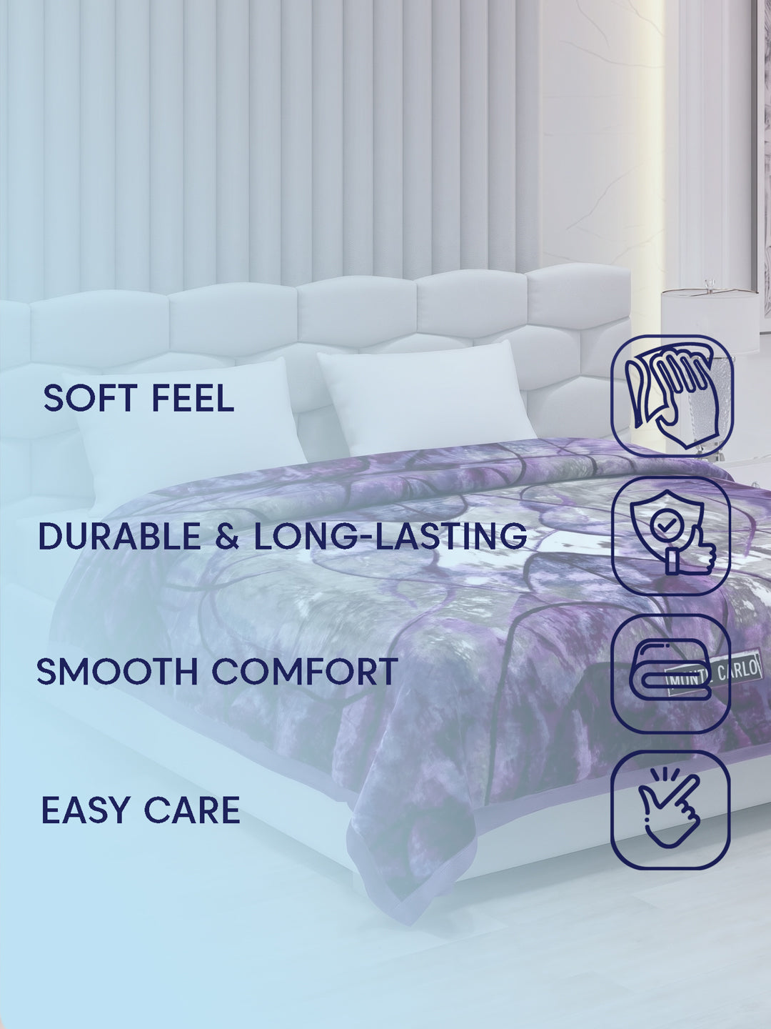 Printed Double Bed 2 Ply 600 GSM Blanket for Winter (Samuel Plus), Weight 3.15 kg
