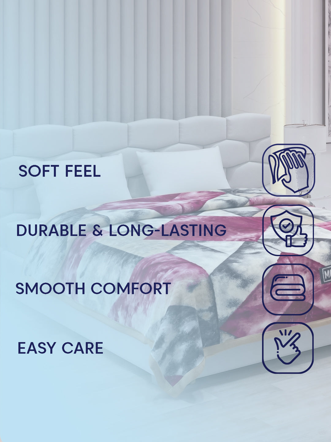 Printed Double Bed 2 Ply 600 GSM Blanket for Winter (Samuel Plus), Weight 3.15 kg