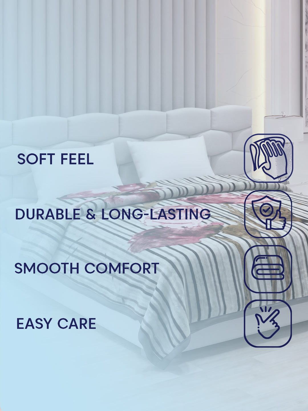 Printed Double Bed 2 Ply 950 GSM Blanket for Winter (Sensation), Weight 5 kg