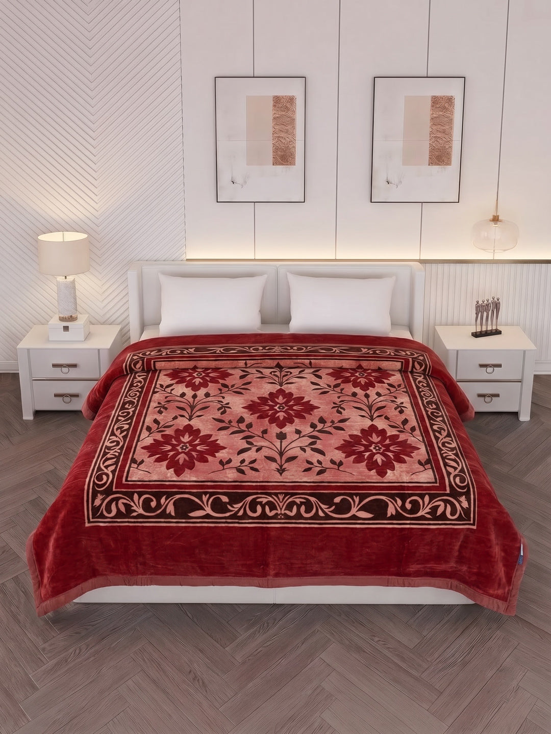 Printed Double Bed 2 Ply 800 GSM Blanket for Winter (Sanganeri), Weight 4.2 kg