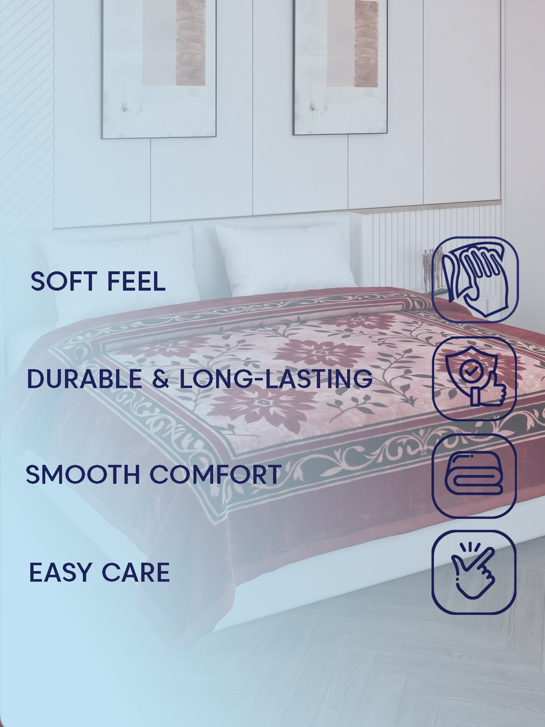 Printed Double Bed 2 Ply 800 GSM Blanket for Winter (Sanganeri), Weight 4.2 kg