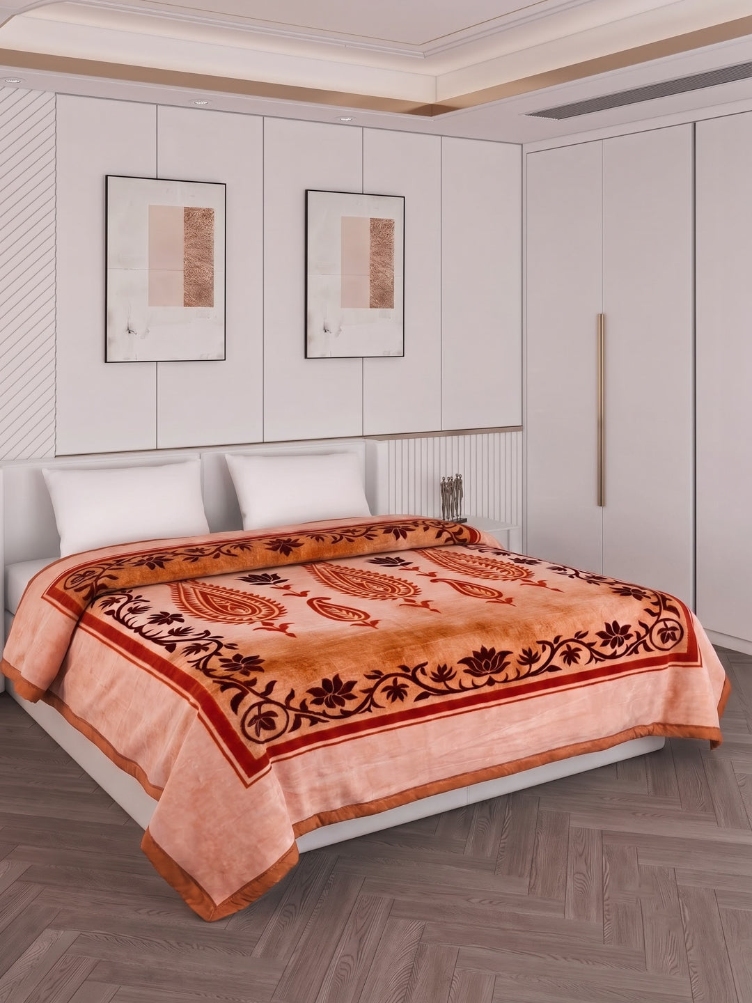 Printed Double Bed 2 Ply 800 GSM Blanket for Winter (Sanganeri), Weight 4.2 kg