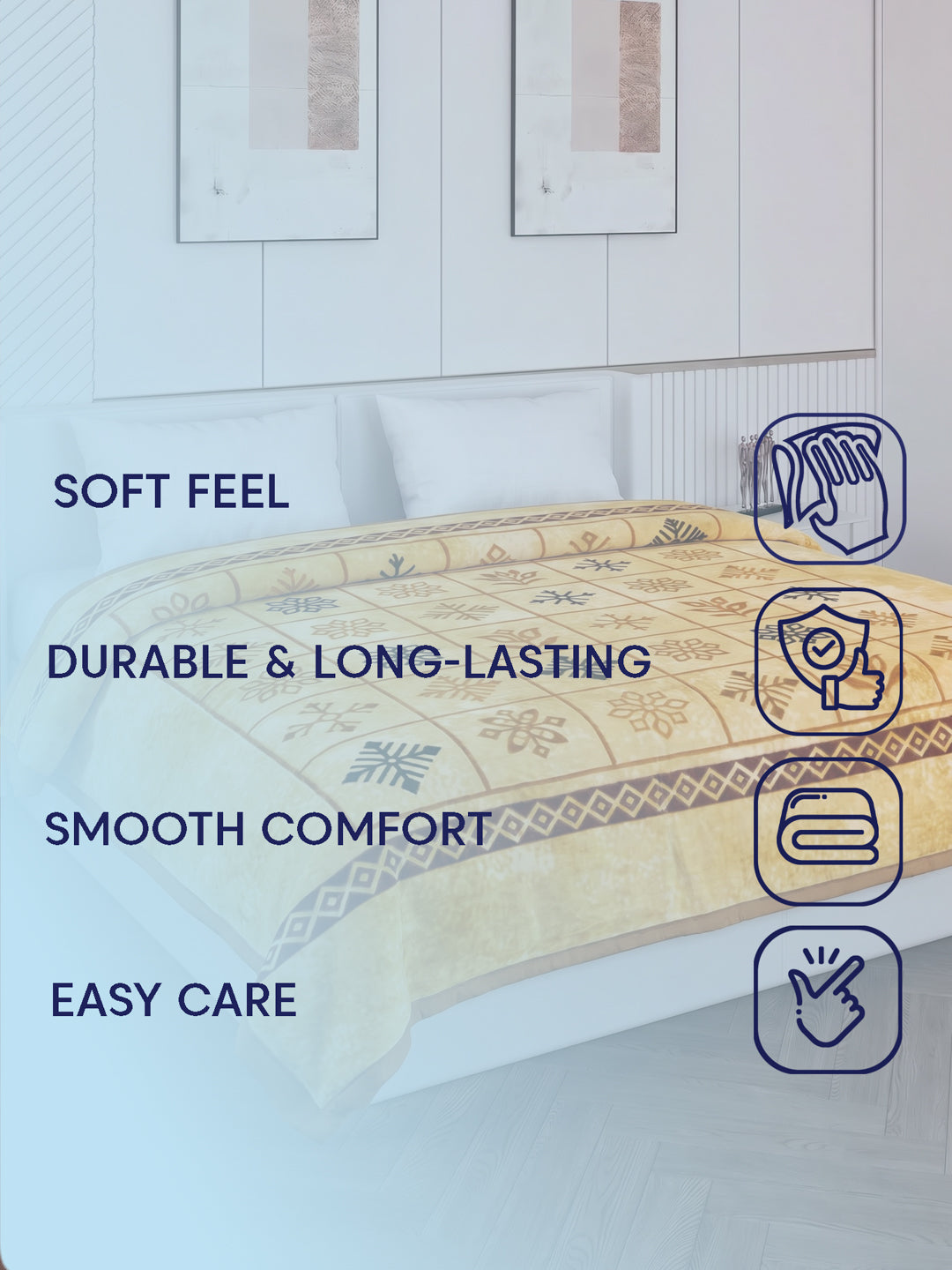 Printed Double Bed 2 Ply 800 GSM Blanket for Winter (Sanganeri), Weight 4.2 kg