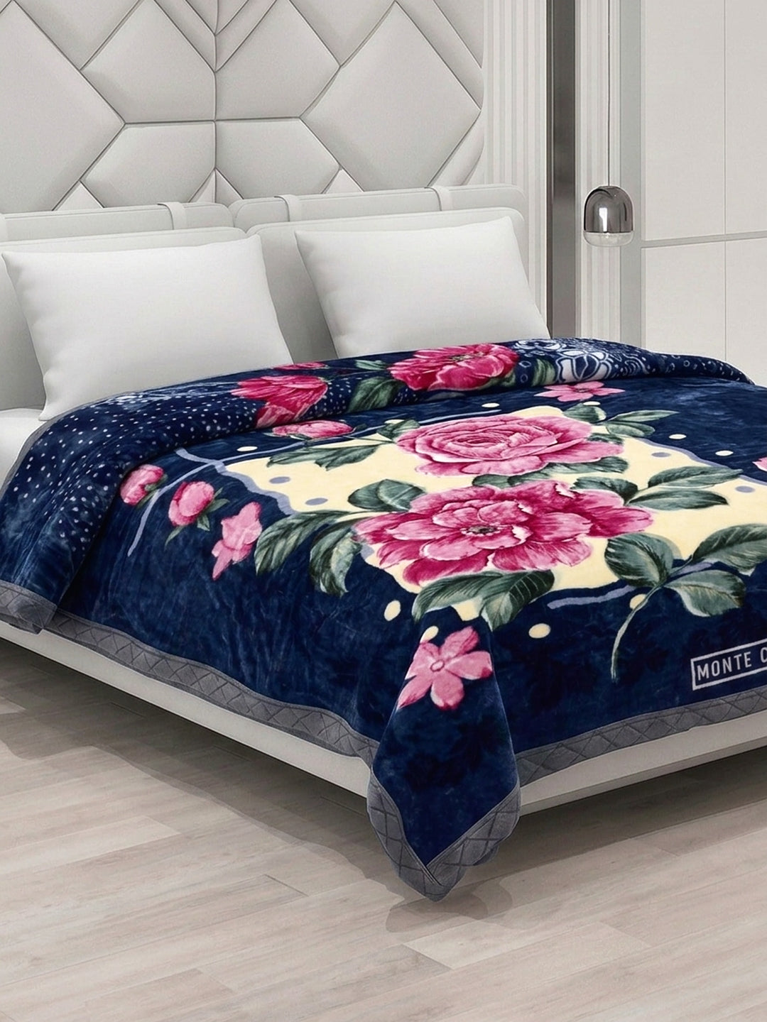 Floral Print Double Bed 2 Ply 750 GSM Blanket for Winter (Super Star), Weight 4 kg